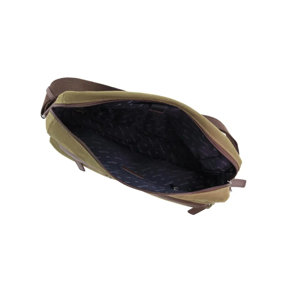 Police Rustic Men's Canvas Shoulder Crossbody Bag W/Zip Pocket 29Cm Dark Olive 2