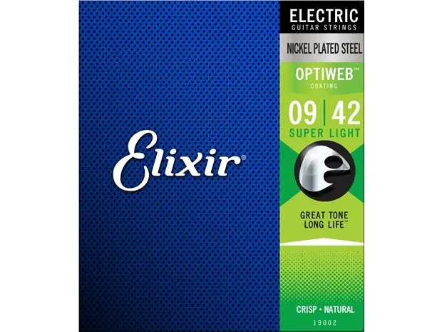 Elixir #19002 Electric Guitar String Optiweb Steel 9-42 Super Light 1