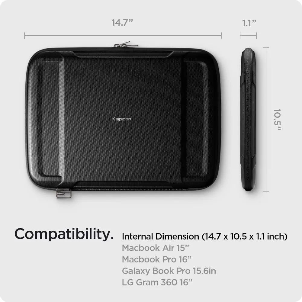 Spigen Macbook Pro 16" Macbook Air 15" Rugged Armor Pro Case (Black) 2