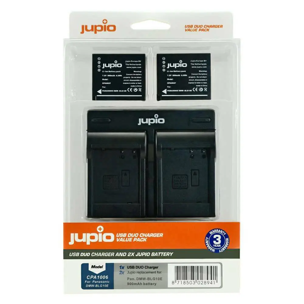 Jupio 2X Batteries 900Mah & Usb Dual Charger Kit For Panasonic Dmw-Blg10 1