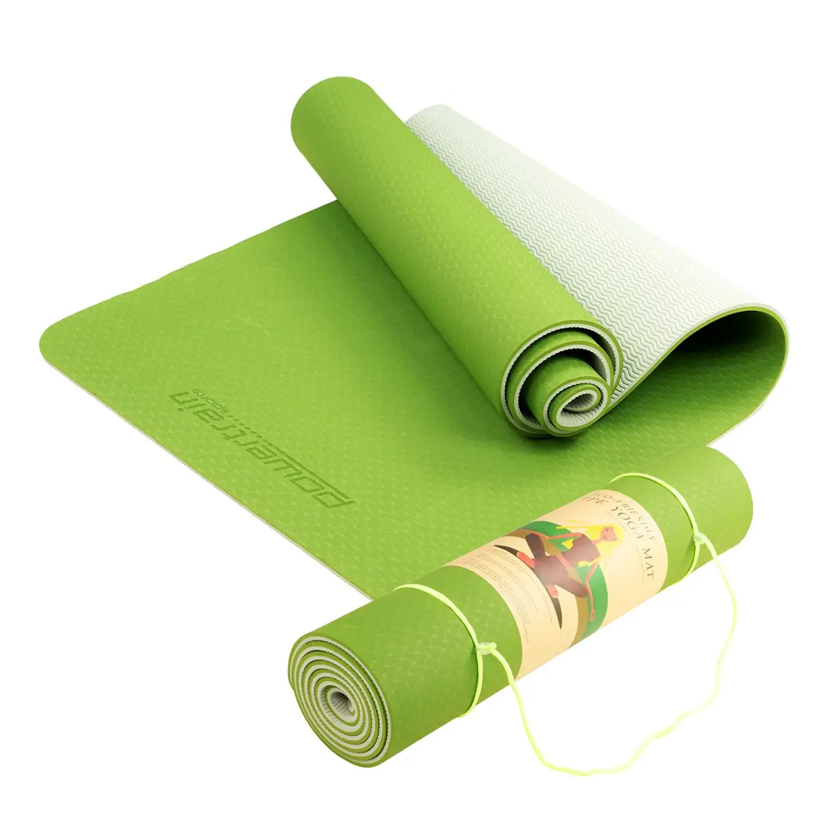Powertrain Tpe Yoga Exercise Mat Home Gym Pilates Fitness 8Mm Thick In Green 1