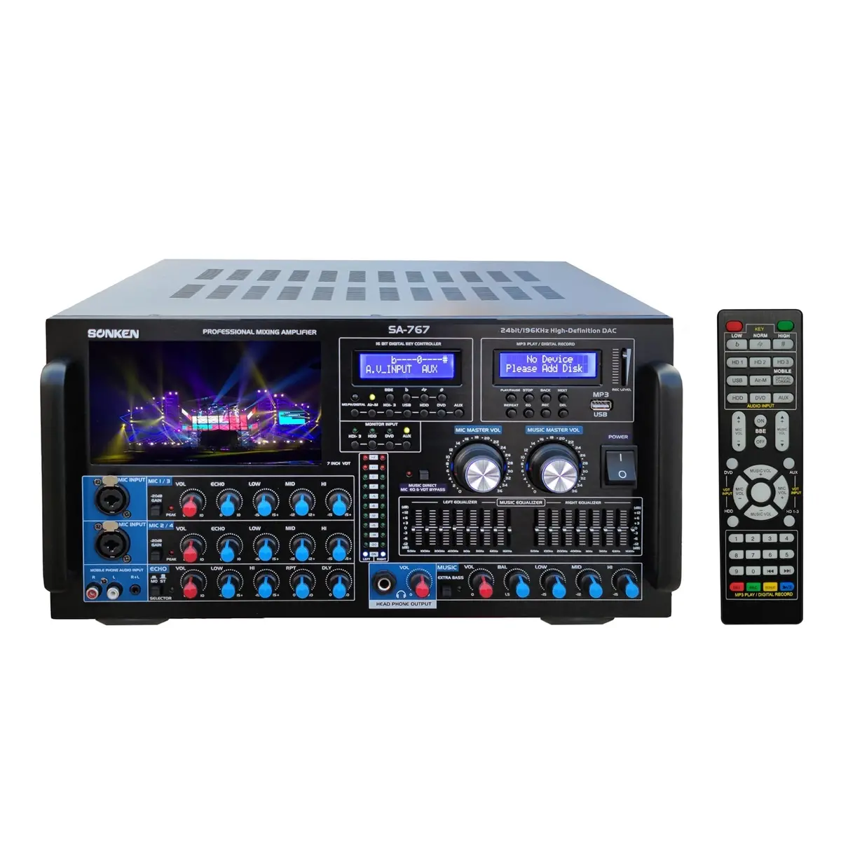 Sonken Sa-767 Professional Karaoke Mixing Amplifier 1000W Rms With Usb Vocal & Music Recording, Bluetooth 1