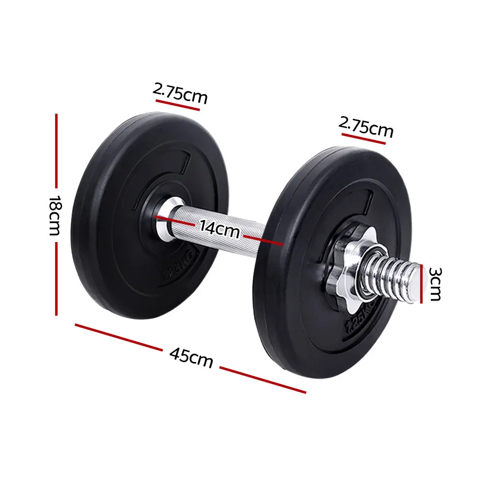 Everfit 10Kg Dumbbell Set Weight Plates Dumbbells Lifting Bench 2