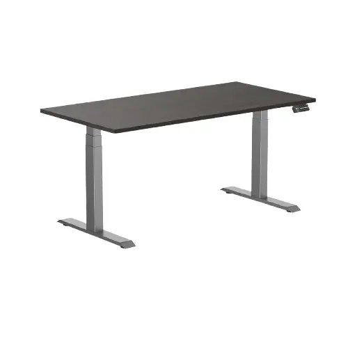 Desky Dual Melamine Sit Stand Desk 150Cm Burnished Wood Desktop And Space Grey Frame 1