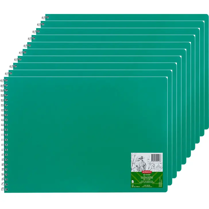 Derwent Academy Visual Art Diary Book A3 Landscape 120 Pages Green Cover 10 Pack 1