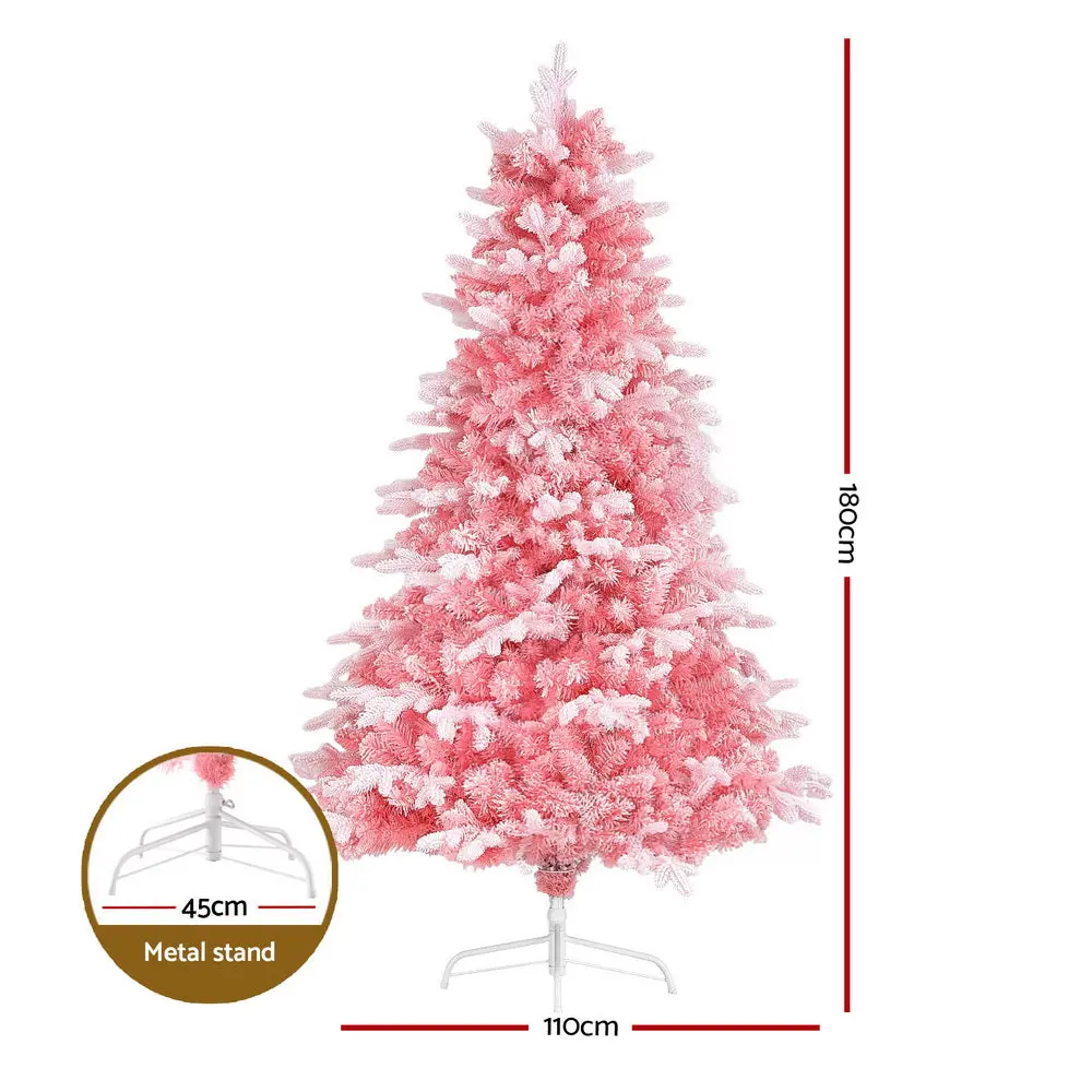 Jingle Jollys Christmas Tree 1.8M Pink Xmas Tree Snowy Party Decor 810 Tips 2
