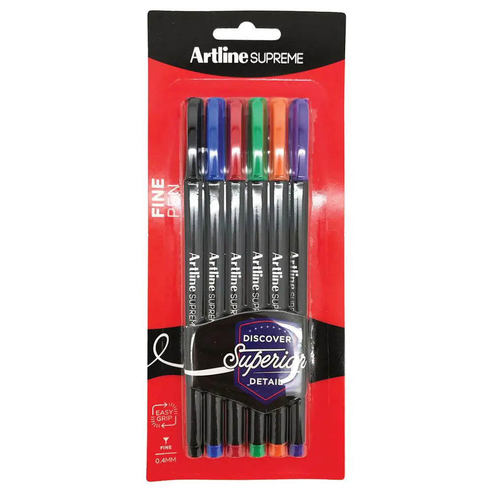 Artline Supreme 0.4Mm Fine Pens [Assorted Colours] (6-Pack) 1