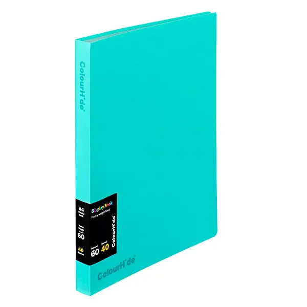 Colourhide Display Book 40 Pockets Sleeves A4 Aqua Blue Pack 6 2