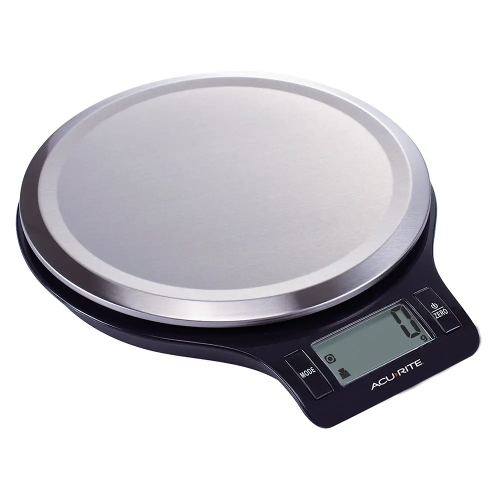 Acurite Round Stainless Steel Digital Kitchen Scale Instrument 1G/5Kg Black 1