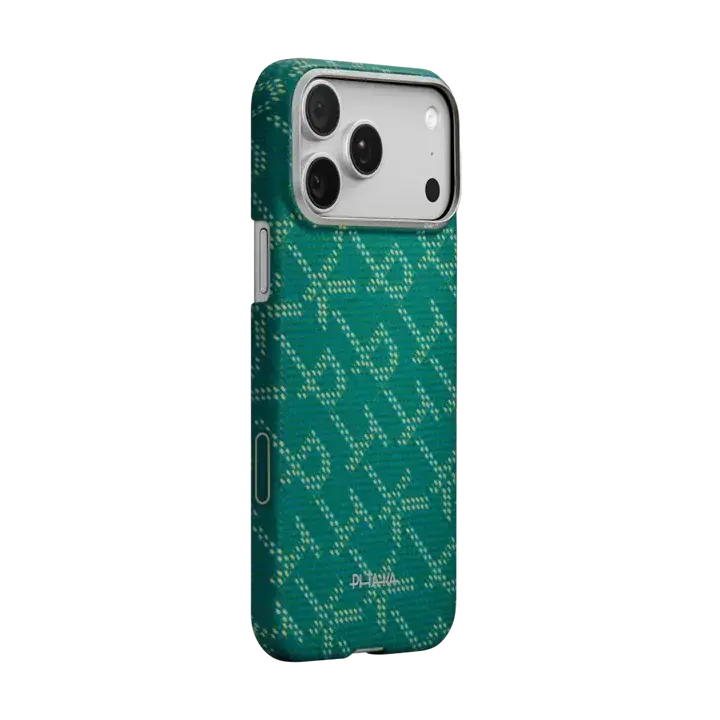Pitaka Aramid Fibre Ultra-Slim Case For Iphone 17 Pro Monogram (Gold/Green) 1