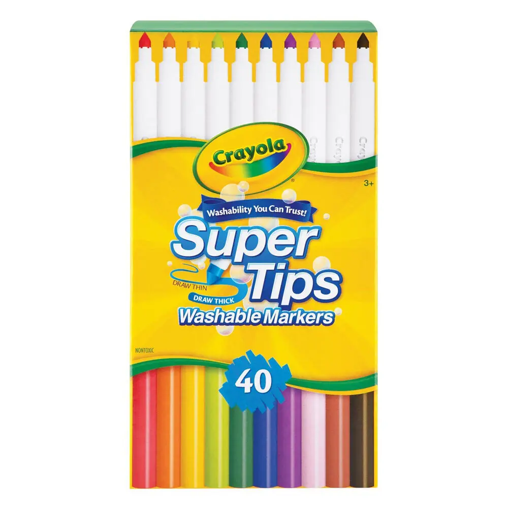 Crayola Super Tips Washable Markers Colouring Set Kids 3Y+ [40-Pieces] 1