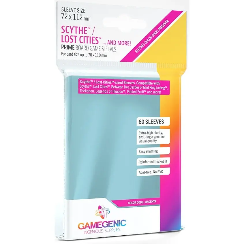 Gamegenic Prime Board Game Sleeves Scythe/Lost Cities 72Mmx112mm 60 Sleeves (Magenta) 1
