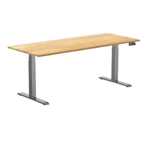 Desky Dual Hardwood Sit Stand Desk 180Cm White Oak Desktop And Space Grey Frame 1