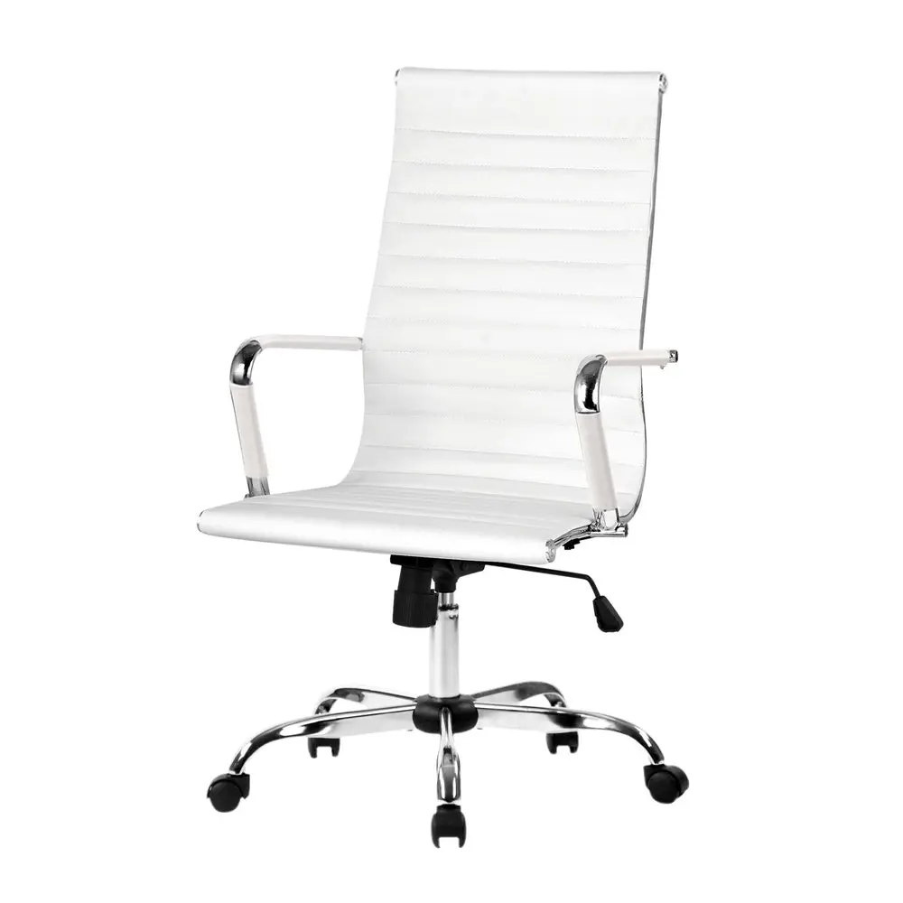 Artiss Office Chair Conference Chairs Pu Leather High Back (White) 1