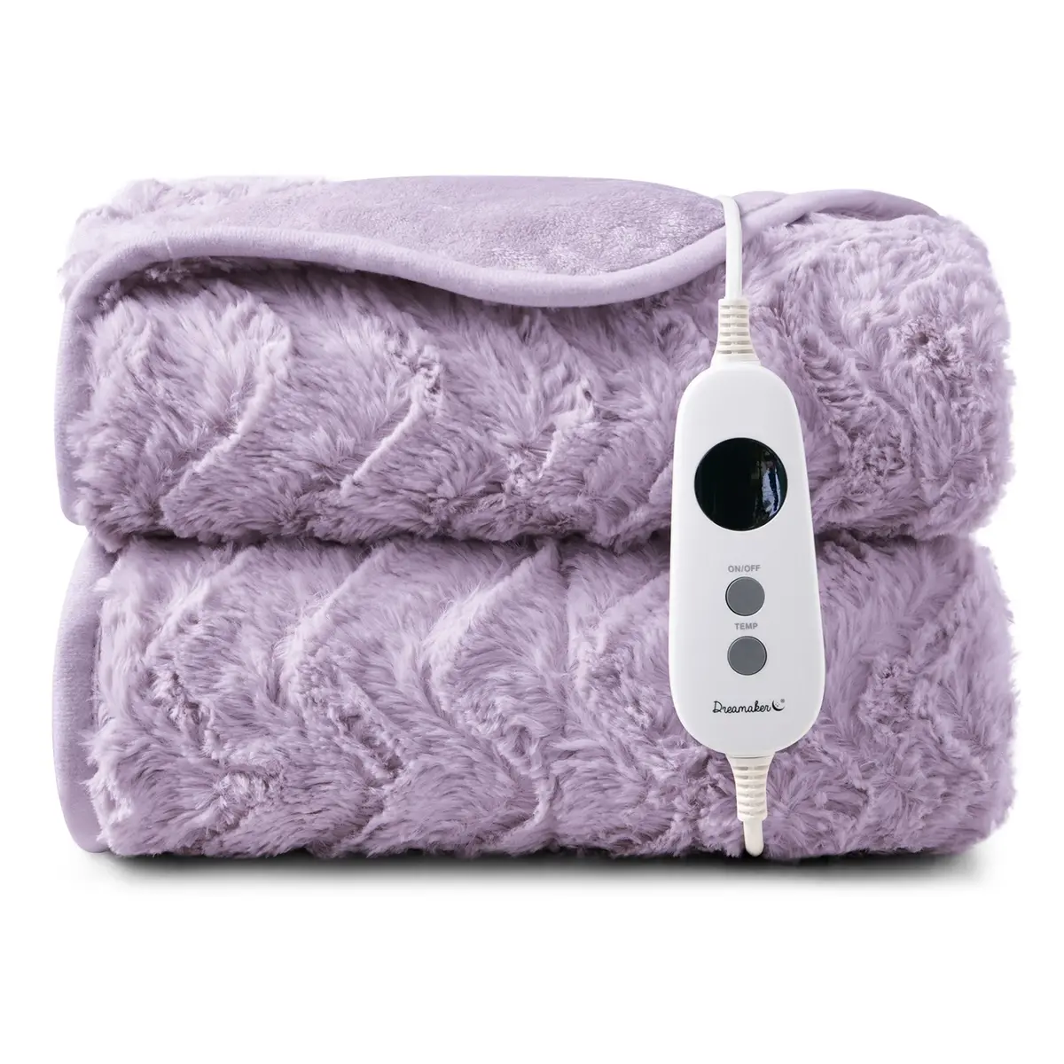 Dreamaker 500Gsm Faux Fur Electric Heated Throw Blanket [180X200cm] (Lavender) 1