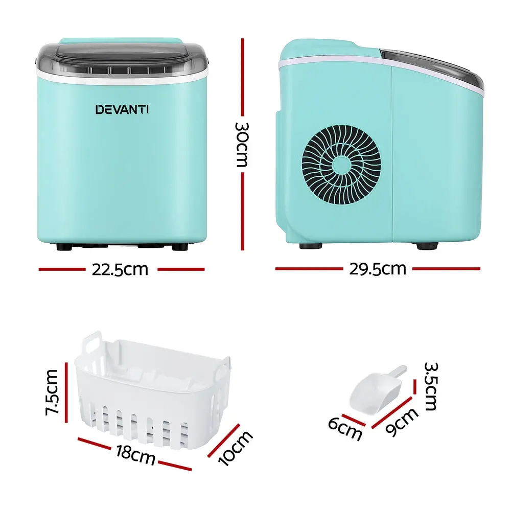 Devanti 12Kg Ice Maker Machine With Self-Cleaning (Green) 2