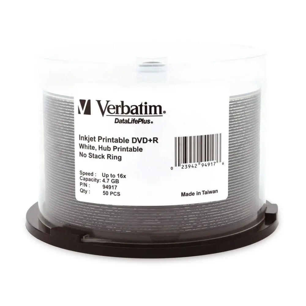 Verbatim Dvd+R White Wide Inkjet 16X Speed Blank Discs 4.7Gb 50Pc 1