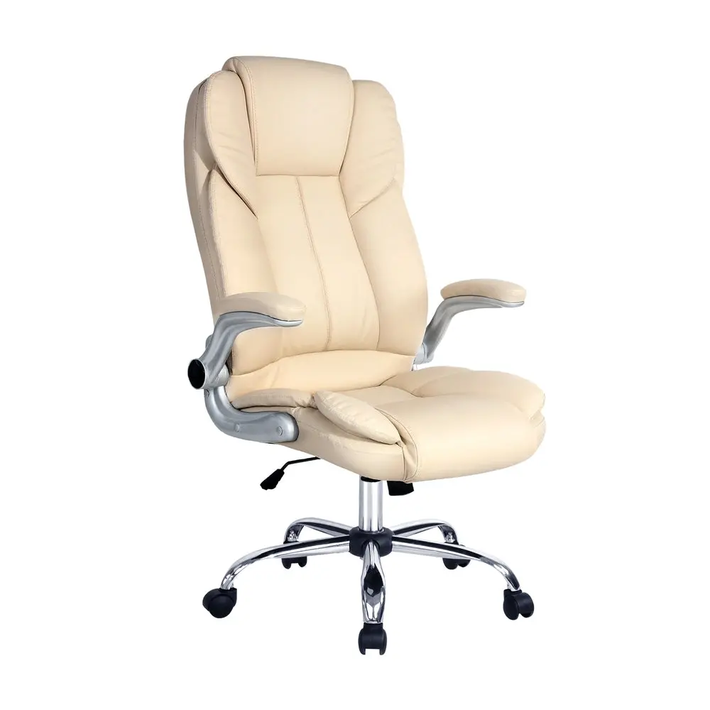 Artiss Executive Office Chair Leather Tilt (Beige) 1