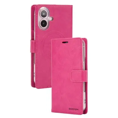 Goospery Bluemoon Diary For Iphone 16 Plus - Hot Pink, With Magsafe 1