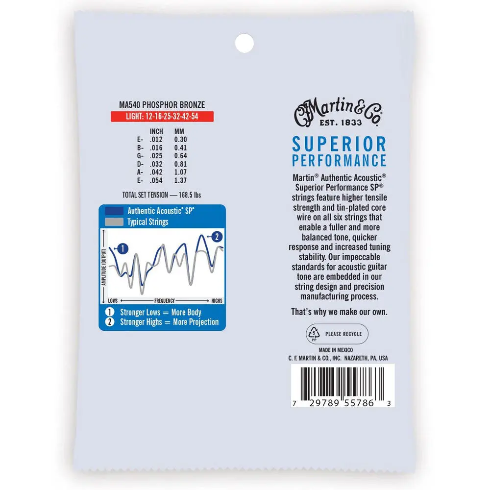 Martin Guitar Ma540 Authentic Instrument String 92/8 Phosphor Bronze Light 2