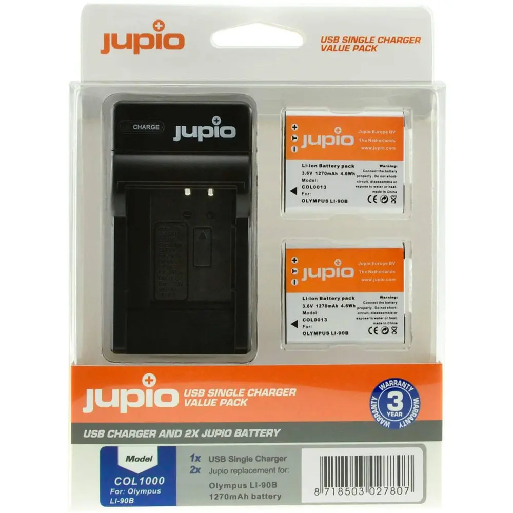 Jupio 2X 1270Mah Batteries And Usb Charger Kit – Olympus Li-90B/Li-92B 1