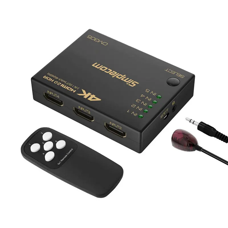 Simplecom Cm305 Ultrahd 5 Way Hdmi Switch With 5-In-1 Out Splitter 1