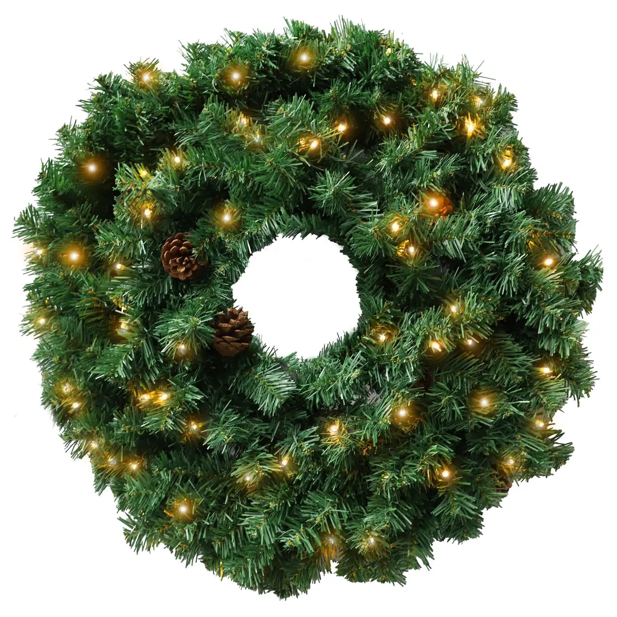 Christabelle 61Cm Christmas Wreath  Yuletide Glow With Pine Cones And Led Lights Front Door Decoration 1