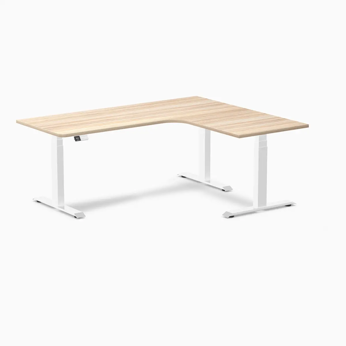 Desky L-Shape Melamine Sit Stand Desk 180Cm - Left Return Classic Oak Top And White Leg 1