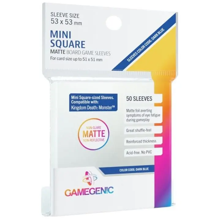 Gamegenic Matte Board Game Sleeves Mini Square Sized/Kingdom Death Monster 53Mmx53mm 50 Sleeves (Dark Blue) 1