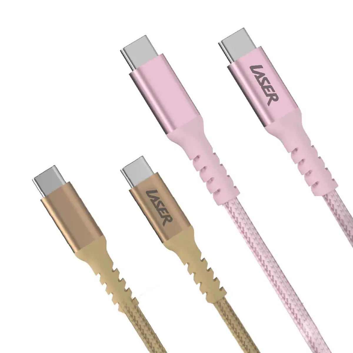 Laser 2M (2-Pack) Usb-C To Usb-C Cable 60W (Gold/Pink) 1