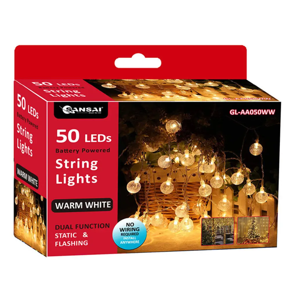 Sansai 50 Led Bubble String Lights (Warm White) 1