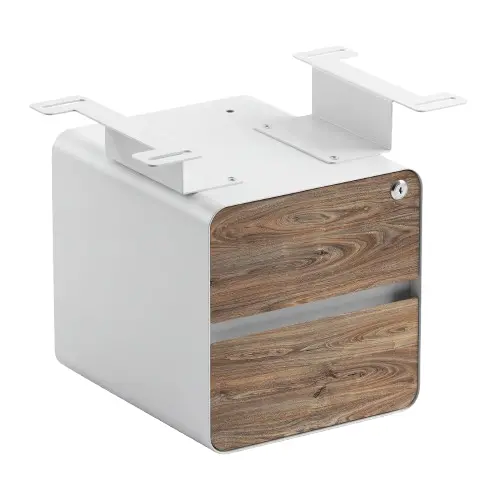 Desky Minimal Under Desk Cabinet - Natural Walnut Melamine / White 1