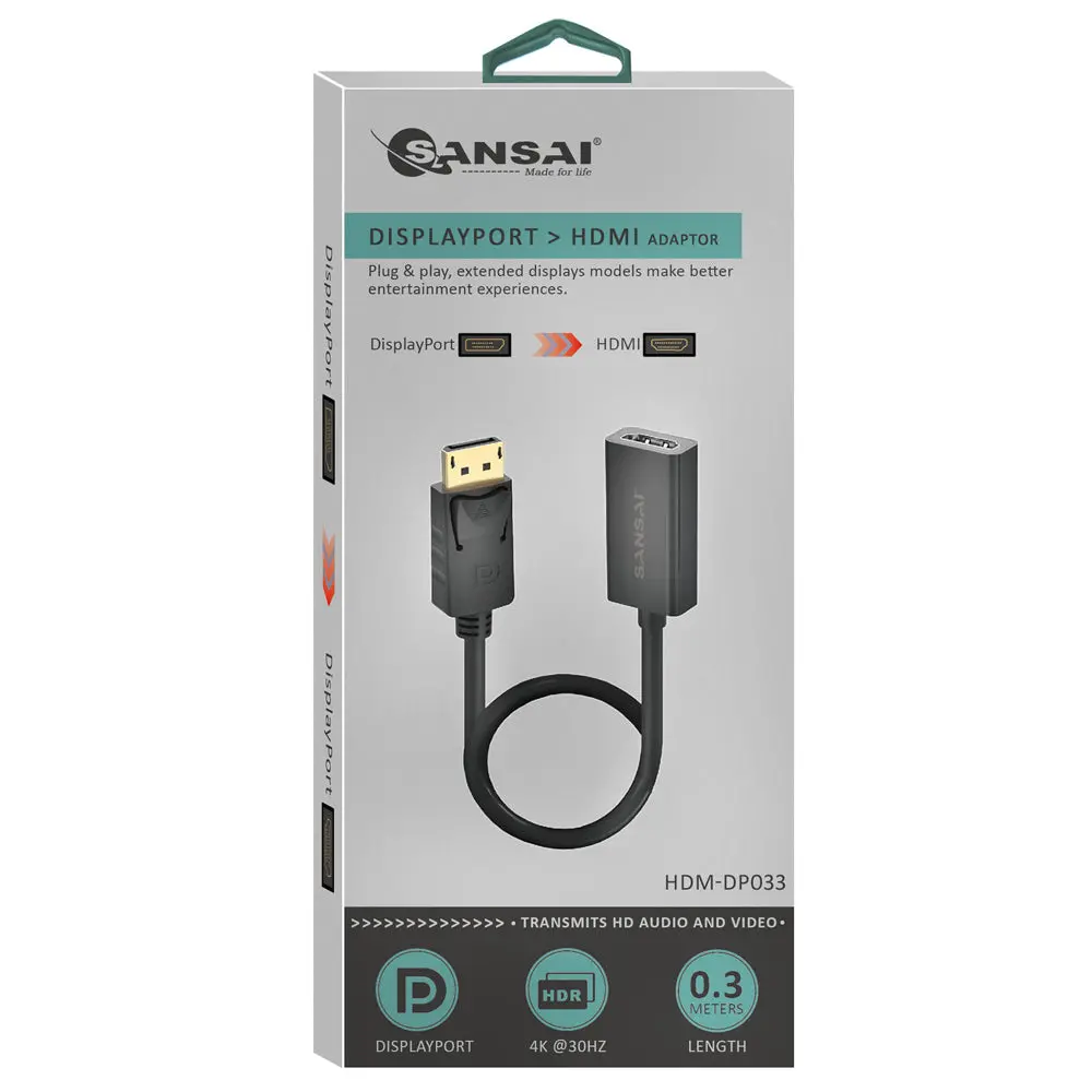 Sansai Displayport To Hdmi Male To Female Adapter (30Cm) 1