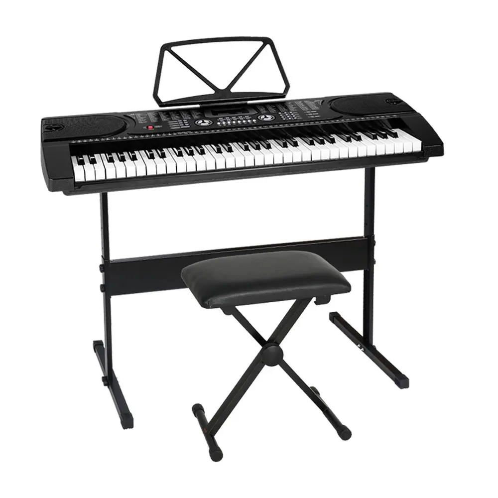 Alpha 61 Keys Electronic Piano Keyboard Digital Electric With Stand Stool (Black) 1