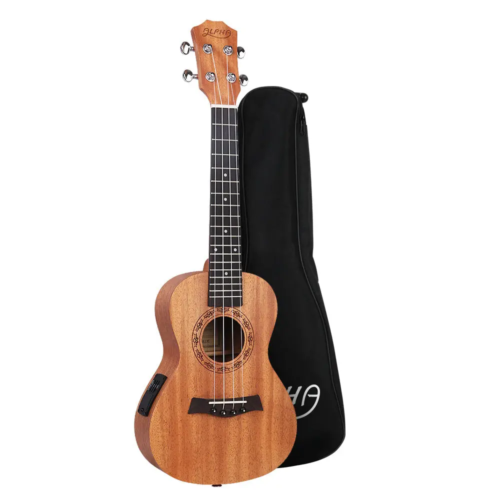 Alpha 26" Ukulele Equaliser Natural Mahogany Tenor Beginner Gift With Bag 1