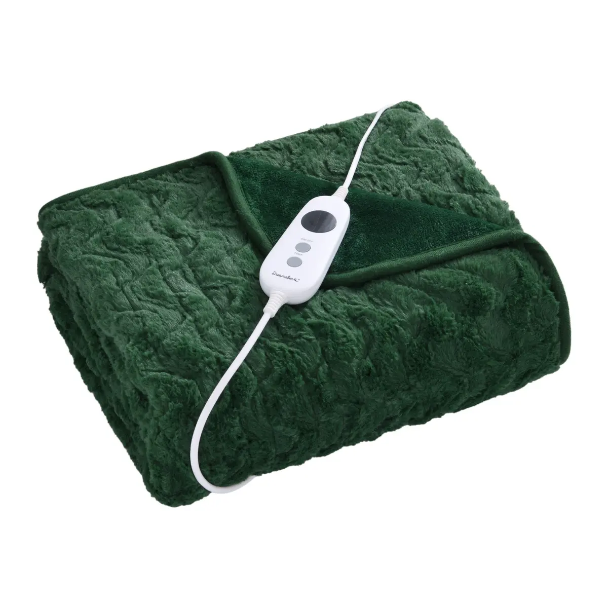 Dreamaker 500Gsm Faux Fur Electric Heated Throw Blanket [130X160cm] (Eden Green) 1