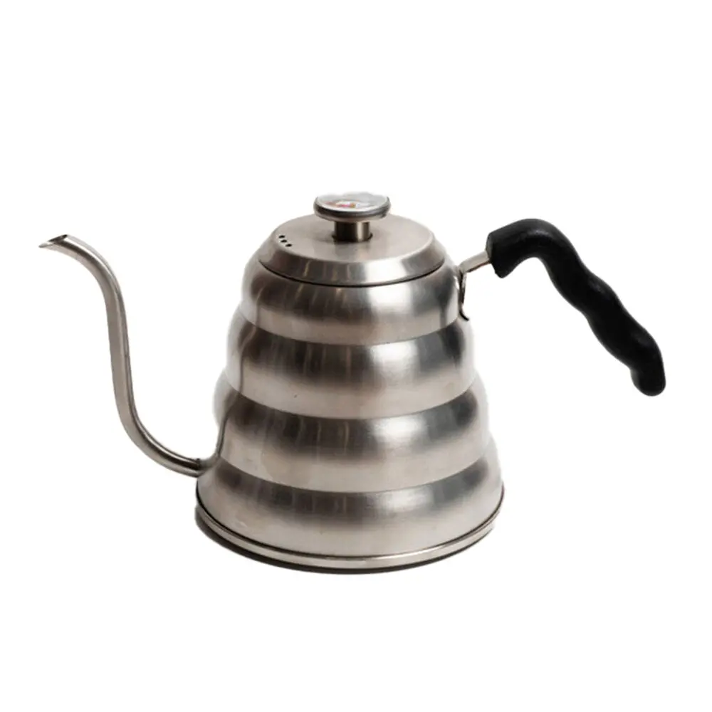 Coffee Culture Stainless Steel 1.2L Goose Neck Kettle With Thermometer (Silver) 1