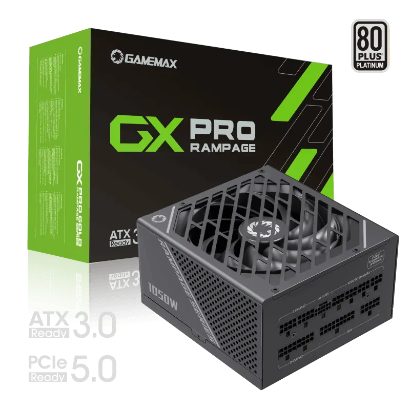 Gamemax Gx-1050 Pro 1050W 80+ Platinum Fully Modular Psu - Atx 3.0 & Pcie 5.0 Ready, Native 600W 12Vhpwr Cable For Rtx 4090 - Black 1