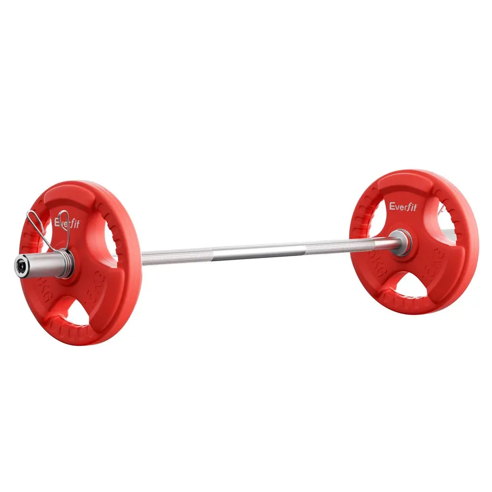 Everfit Barbells Set 36Kg 120Cm Dumbbell Barbell Plate Weight Lifting Home Gym Red Lifting 1