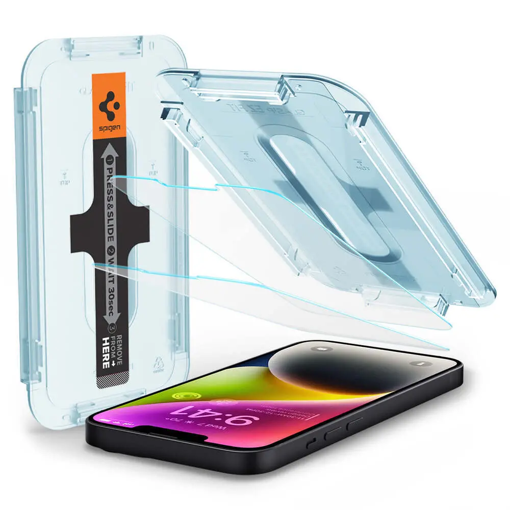 Spigen Apple Iphone 17E/16E/14/13/13 Pro Ez Fit Glas.Tr Slim 2Pcs Glass Screen Protector - Clear 1