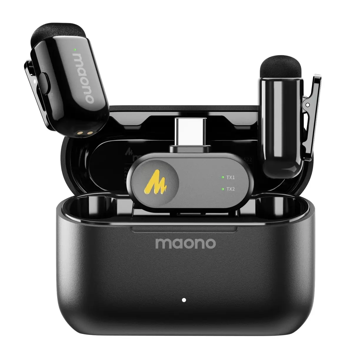 Maono Wave T1 Mini Wireless Lavalier Microphone Type-C With Charger Case 1