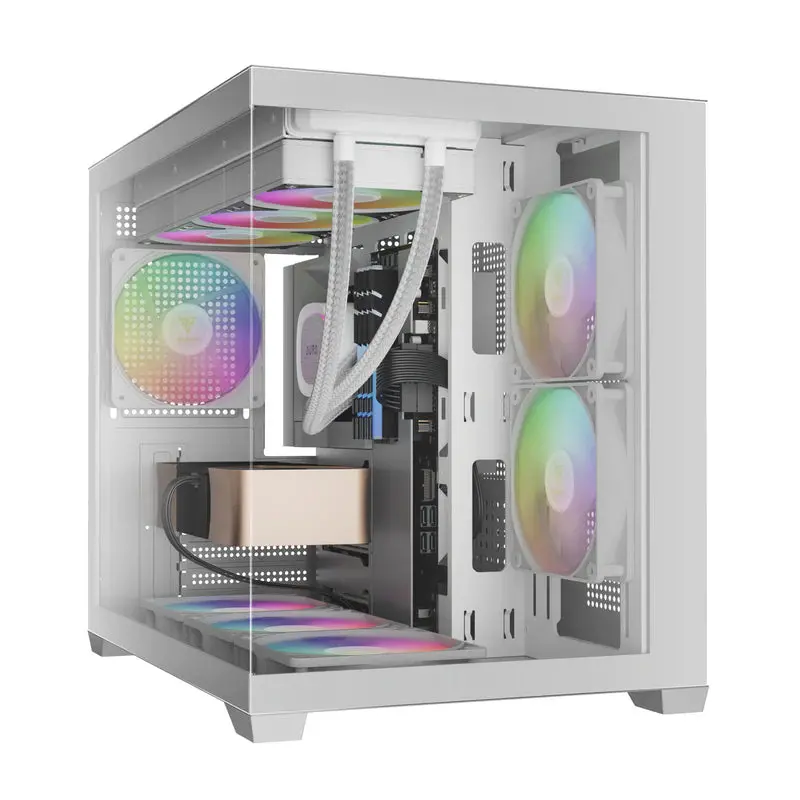 Gamdias Aura Gc10m V2 M-Atx Pc Case Tempered Glass With 3 Argb Fans (White) 1