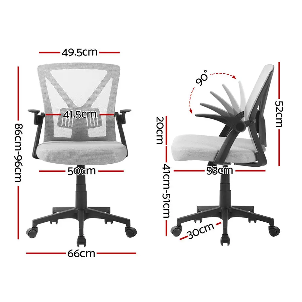 Artiss 2X Mesh Office Chair Mid Back (Grey) 2