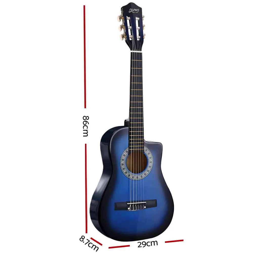 Alpha 34" Classical Guitar Wooden Body Nylon String Beginner Kids Gift (Blue) 2