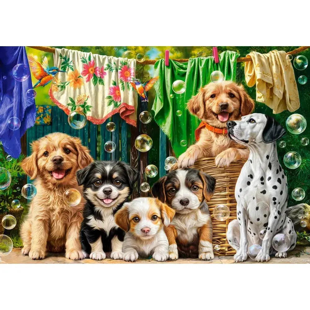 Castorland 500Pc Puppies, Laundry And Bird Antics Puzzle 2