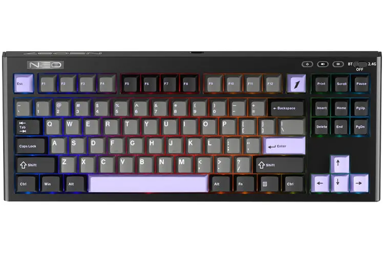 1St Player Neo87 Wireless 3 Mode Mechanical Keyboard - Midnight Violet 2