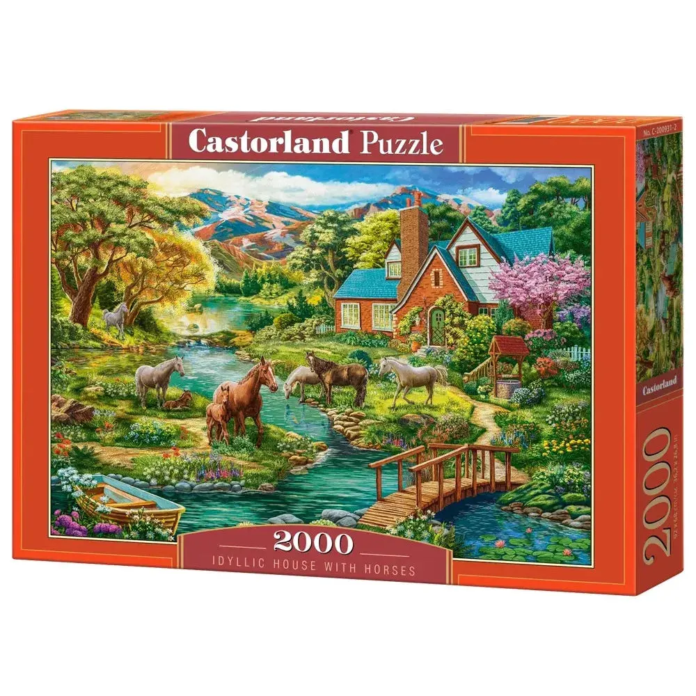 Castorland 2000-Pieces Idyllic House With Horses Puzzle 1