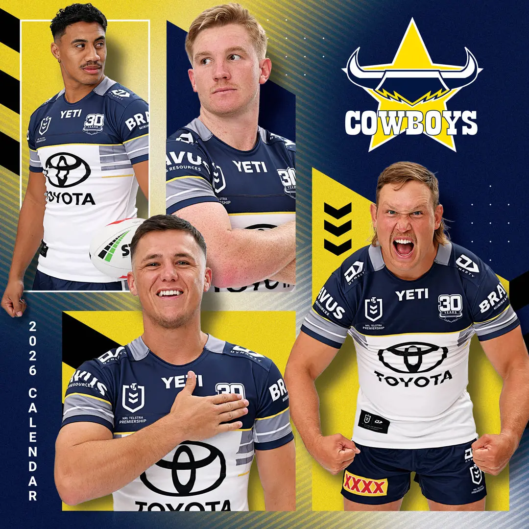 Paper Pocket Nrl North Queensland Cowboys 2026 Calendar 1