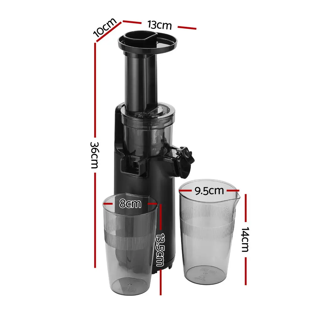 Devanti Slow Juicer Cold Press Fruit Juice Extractor 130W (Black) 2