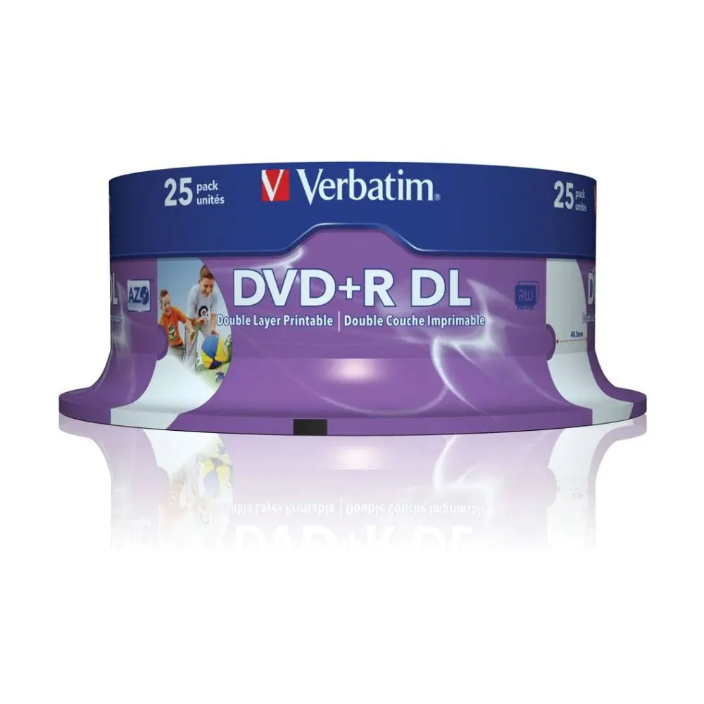 Verbatim Dvd+R Double Layer White Wide Inkjet Blank Discs 8X8.5Gb 25Pc 1